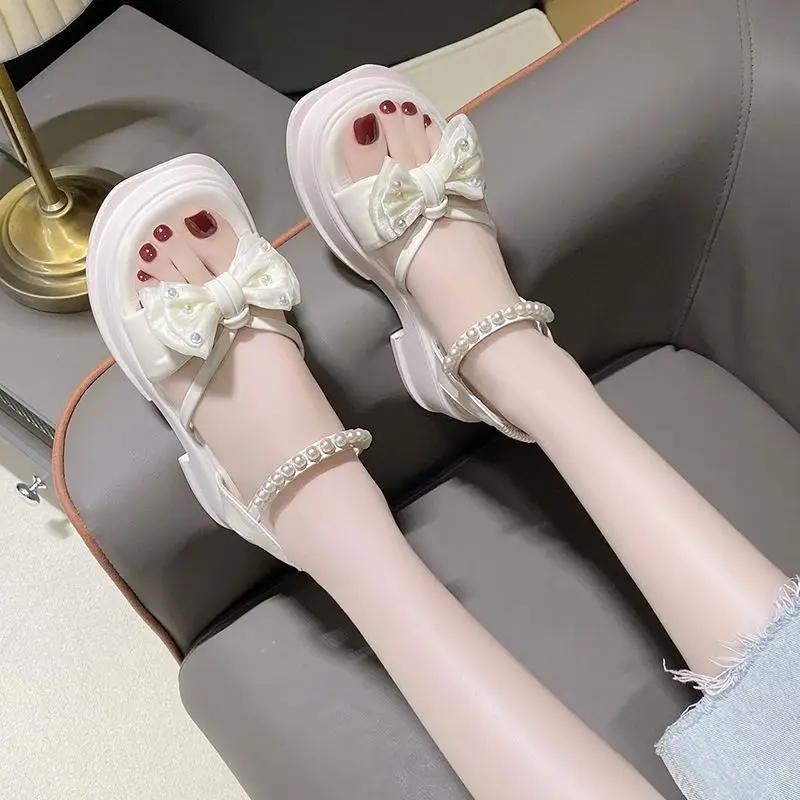 Fashion Ladies Shoes Pearl Roman Style Comfortable and Elegant Vip Women's Sandals Summer 2025 Offers Trend Low Price Luxury Pvc Sandal