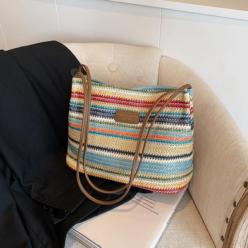 Fashionable Fall Shoulder Bucket Bag Unique Woven Design Perfect For Daily Use And Outings