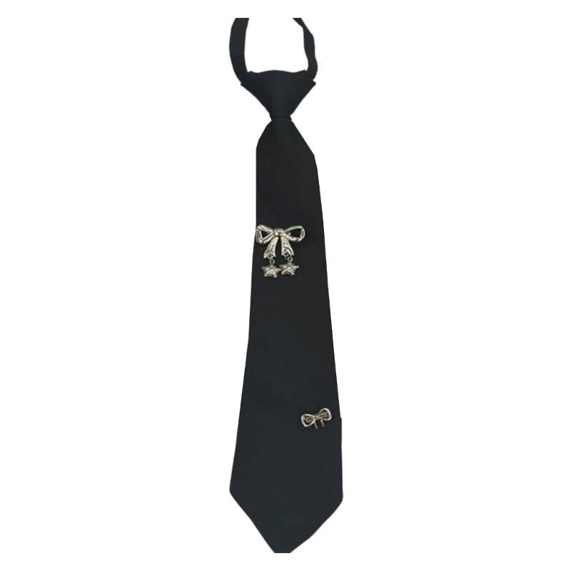 Jk Uniform Black Ties Metal Chain Butterfly Collar Japan Jk seifuku Cosplay Pre-tied Tie Schoolgirl JK Suit Neckwear