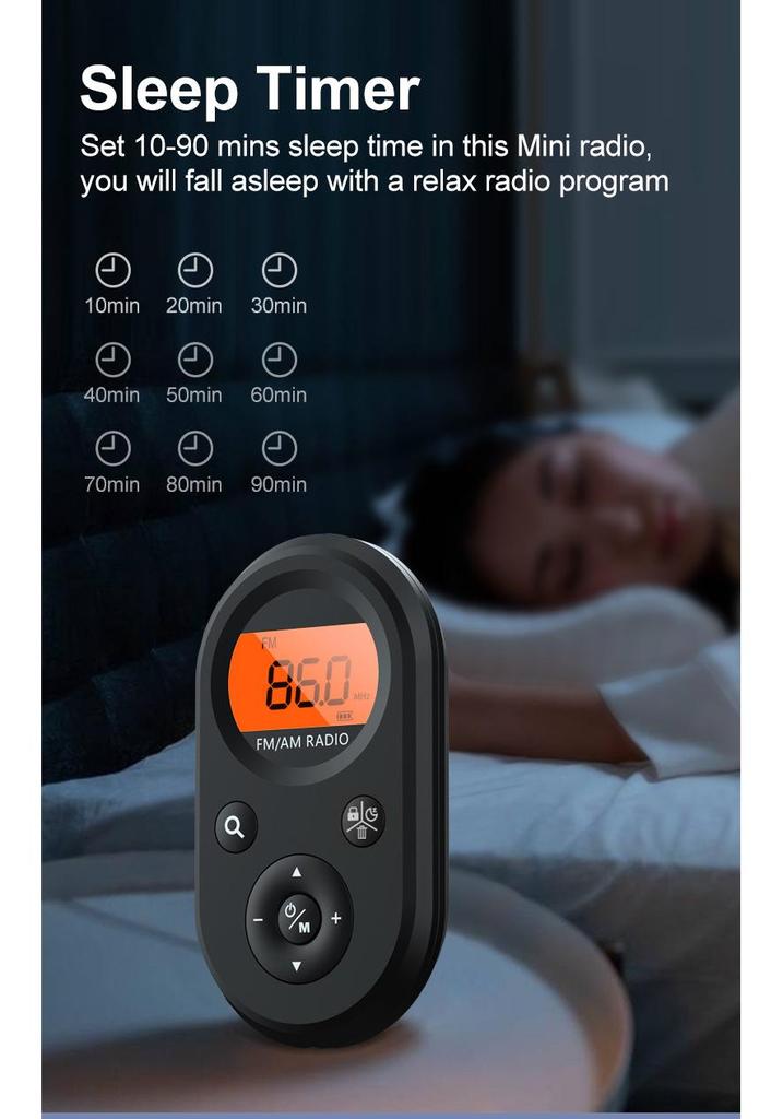Portable Rechargeable FM/AM Mini Radio with Earphones - Pocket-Sized for Seniors, Meetings, or Running