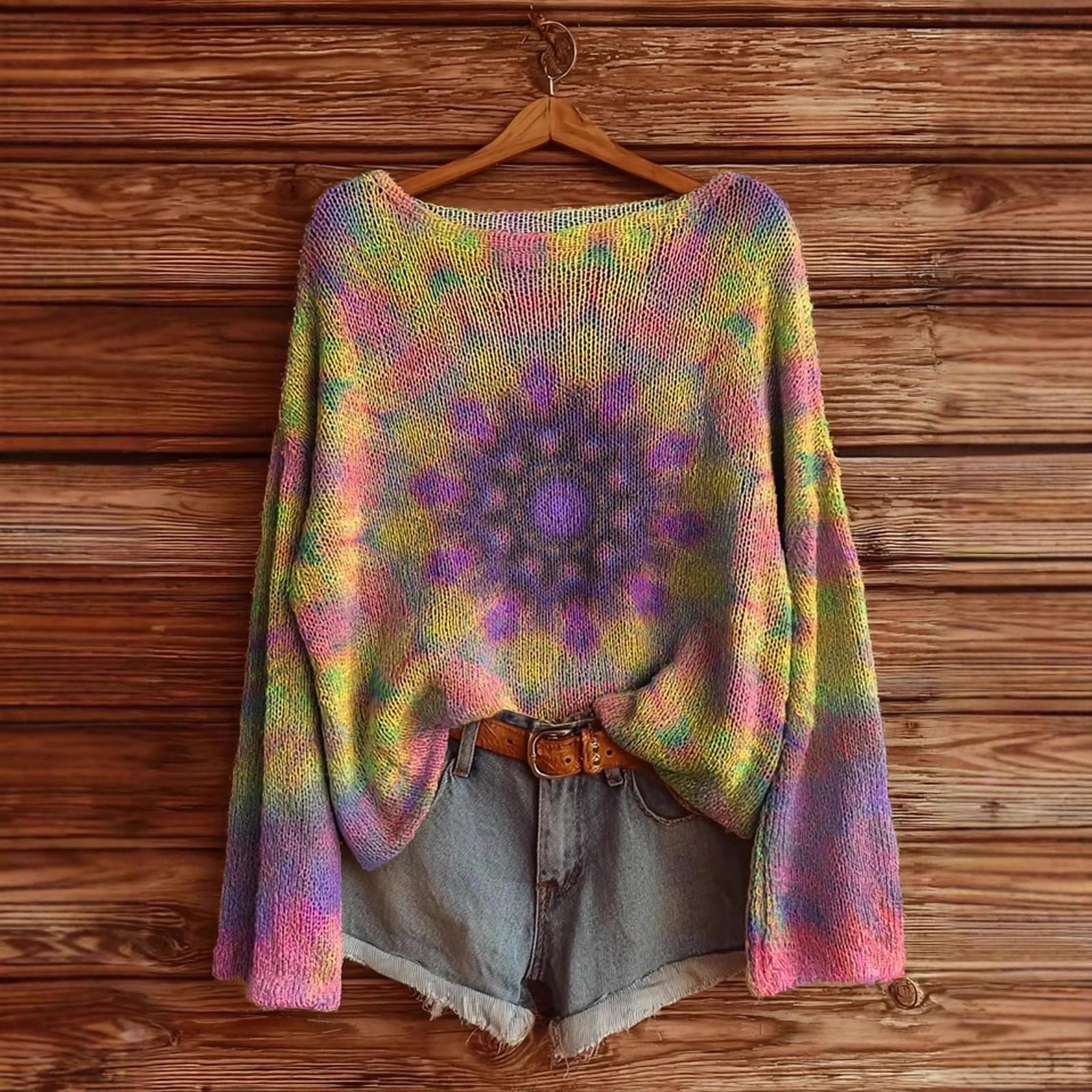 

Женская футболка с винтажным цветочным принтом, круглым вырезом, свободная, с длинным рукавом, средней длины, с большим пальцем, с утечкой M