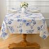 Vintage Blue Floral Rectangle Waterproof Tablecloth Party Decor Reusable Farmhouse Kitchen Dining Tablecloth Wedding Decorations