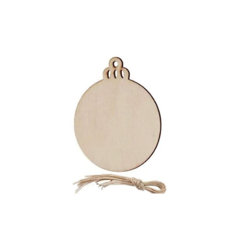 10pcs DIY Wooden Christmas Balls Decoration Round Craft Baubles Tags Hanging Ornament for Christmas New Year Pendant Decor