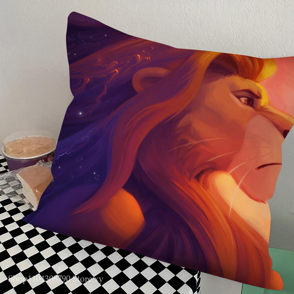 Kreslený Král lev Povlak na polštář Módní čtvercový povlak na polštář Ložnice Pohovka Místnost Ins Dekorace Volný povlak na polštář 40x40