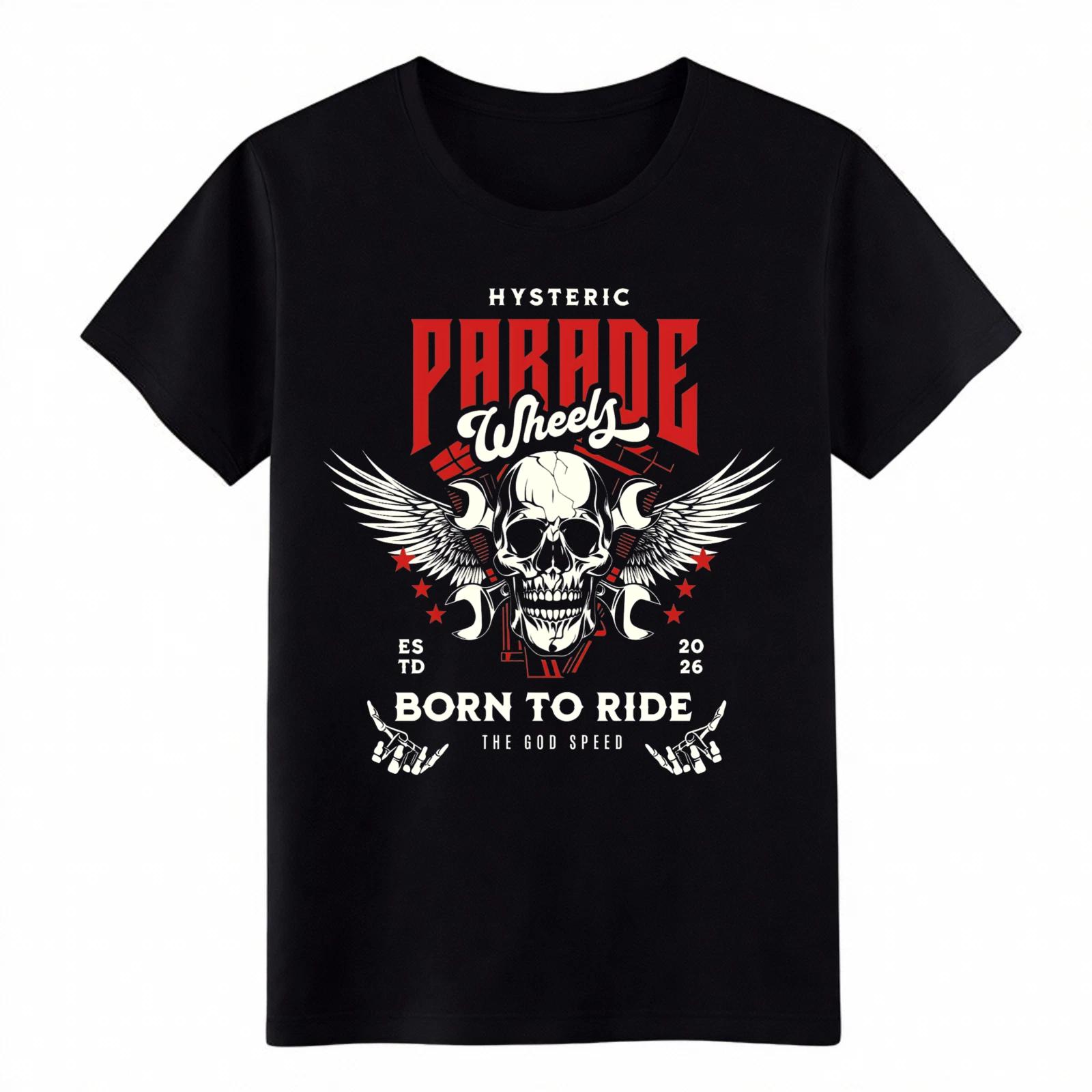 Hysteric Parker Born to Ride Tee | Skull Wheels Motorcycle Unisex Shirt XL