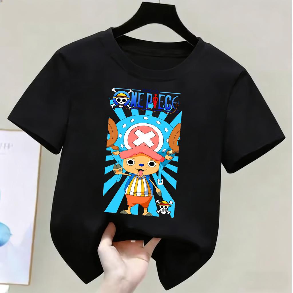 One Piece Monkey D Luffy Kids Cotton TShirt Adult Boys Girls Family Matching Casual Tee Cute Anime Print Summer Tops for Fans
