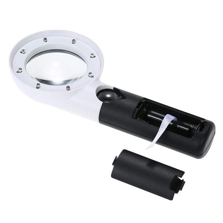 Handgehaltene LED-Lupe 16x 30x Doppelschichtige Optische Linse Einstellbare Beleuchtung für Schmuck Münzen und Lesen