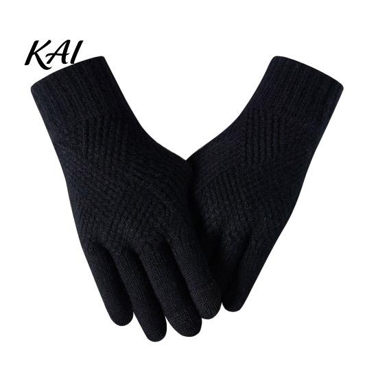 Soft Acrylic Thermal Gloves for Cycling Knitted Touchscreen Men Women, Winter Warm Gloves, Thickened Conductive Fingertip Smartphone Plush Lining