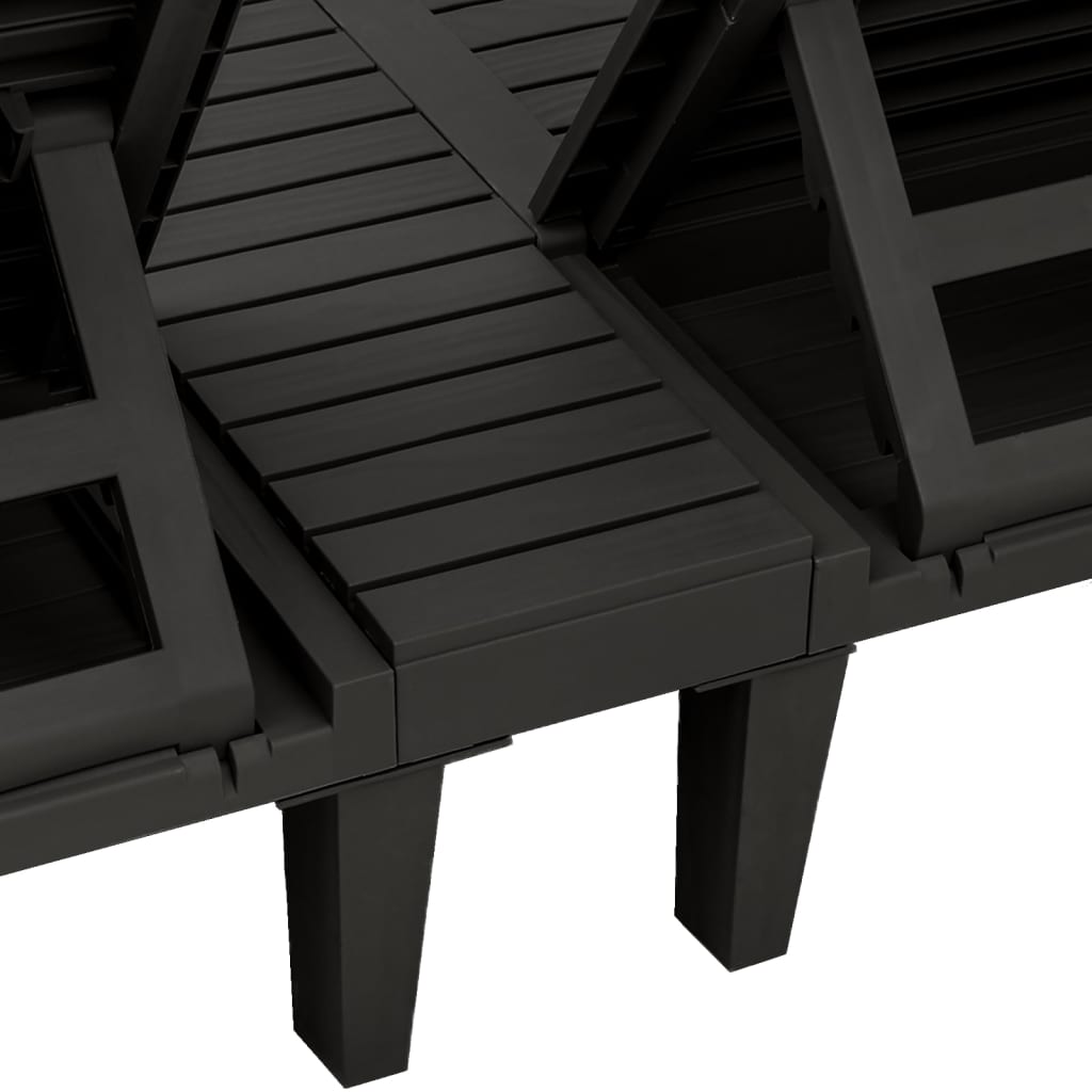 Double Sun Lounger Black 155 x 138 x 83 cm Polypropylene
