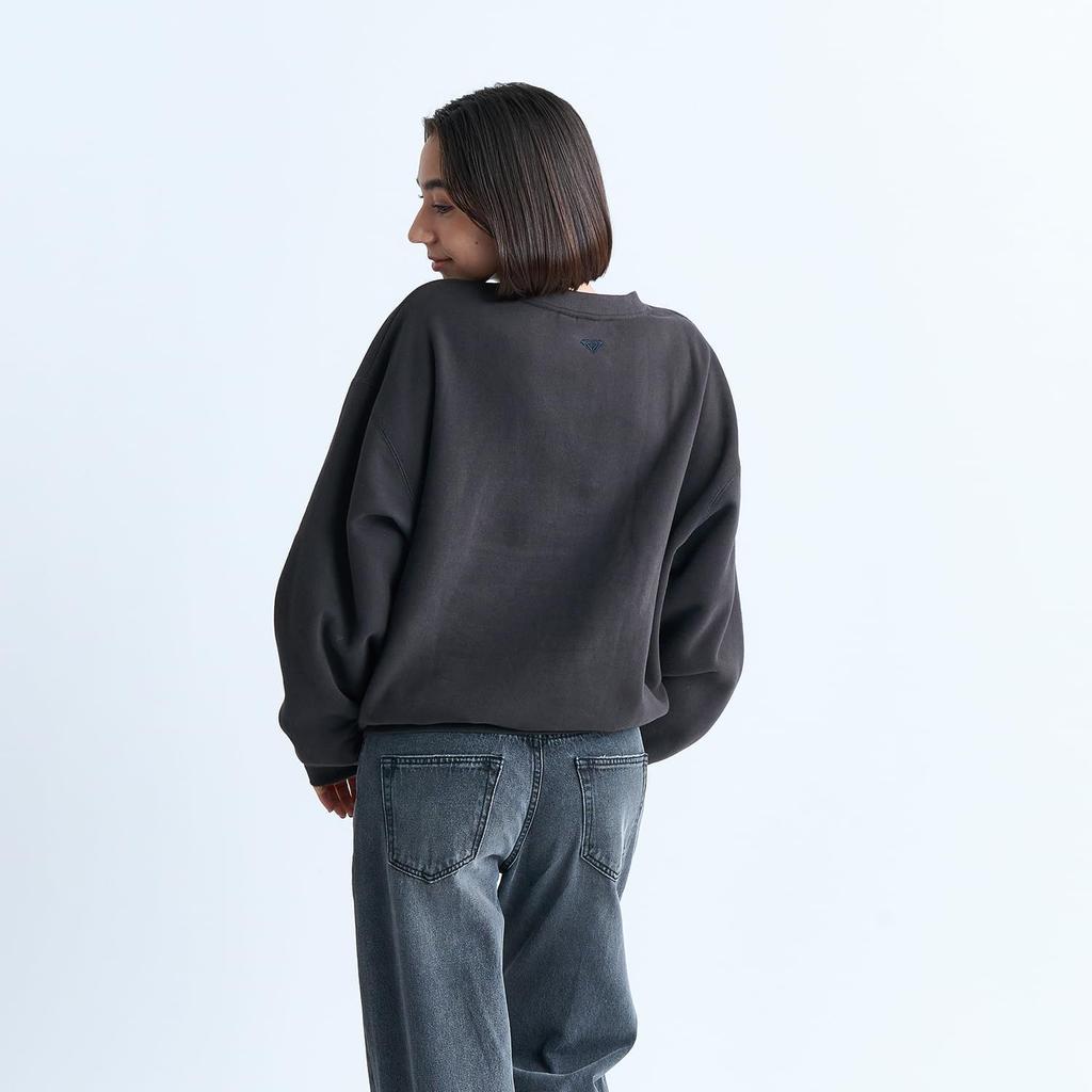 Roxy Crew Neck Sweatshirt with Fleece Lining and a Loose Fit Women's (BBK)
