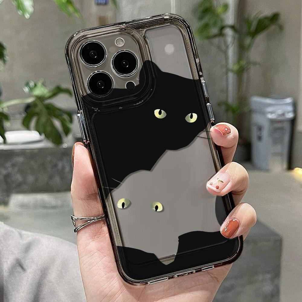Premium Art Black and White Cat Applicable iPhone17pormax Phone Case 16 Simple 14 Creative 15 Protective Case 13