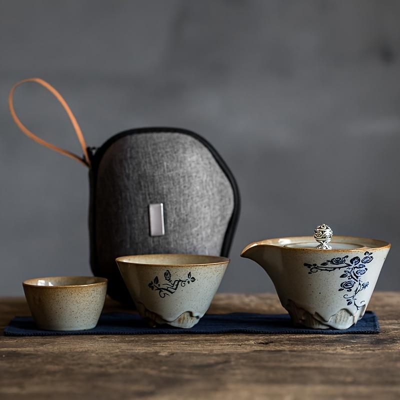 1 Set Ceramic Teapot And Tea Set Include 1 Teapot And 2 Tea Cups Porcelain Travel Tea Set Express Cup Tea Set Portable Outdoor Tea Pot For Home Travel