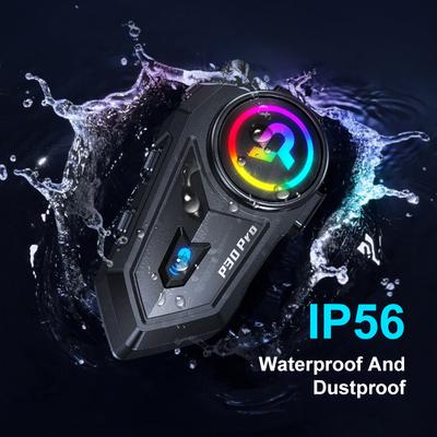 KEBIDUMEI BT6.0 Motorcycle Helmet Intercom with RGB Ambient Light Music Sharing IP56 Waterproof Voice Assistant Moto Helmet