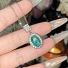 2026 Green Premium Egg-shaped Pendant, Plated with 18K Gold Ice Flower Cut High Carbon Diamond Colored Treasure Pendant for Women