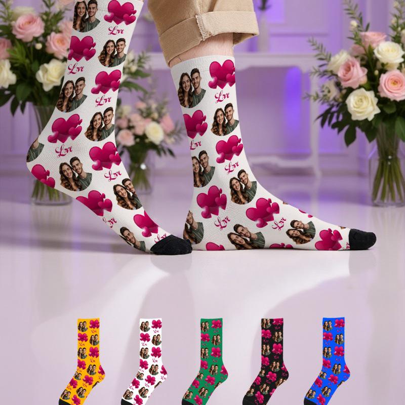 

Custom DIY Print Socks - 360° Personalized Face Socks, Casual Polyester Christmas Gift One Size