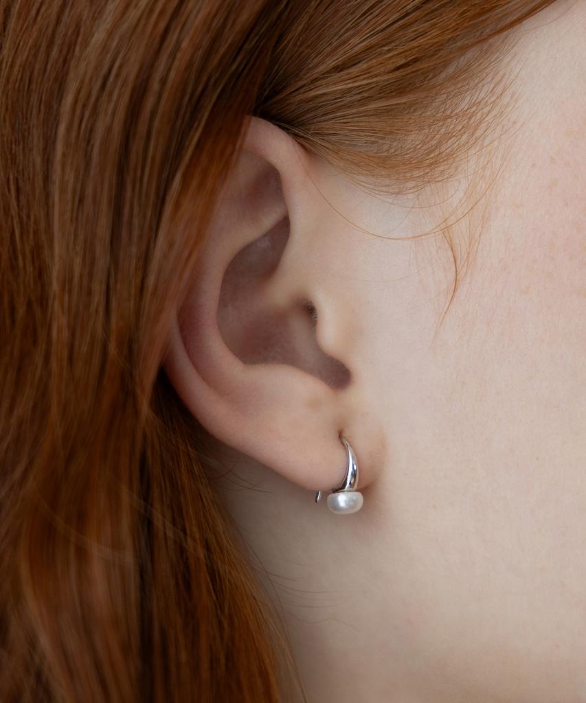 Tatiana (Silver 925) French Freshwater Pearl Hook Earrings Ec3239
