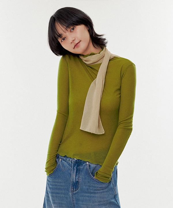 Koseuegeu Scallop Sheer Turtleneck T-Shirt_Efsts191