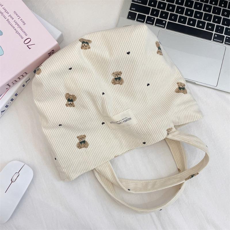 

copyright model, corduroy bear handbag, female go out handbag, bento bag, student small lunch box bag грязно-белый