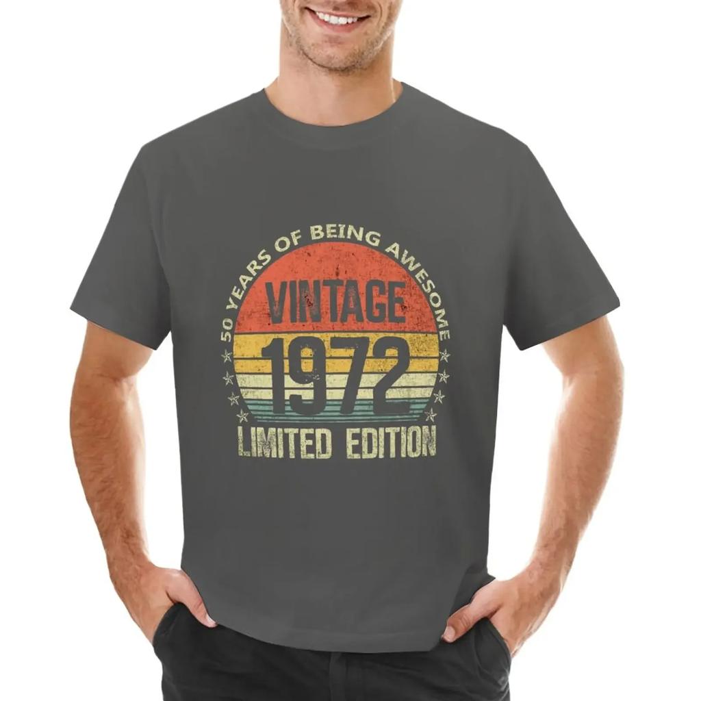 50 Year Old Vintage 1972 Limited Edition Funny 50th Birthday TShirt Oversizeds Blanks Plain Black T Shirts Men