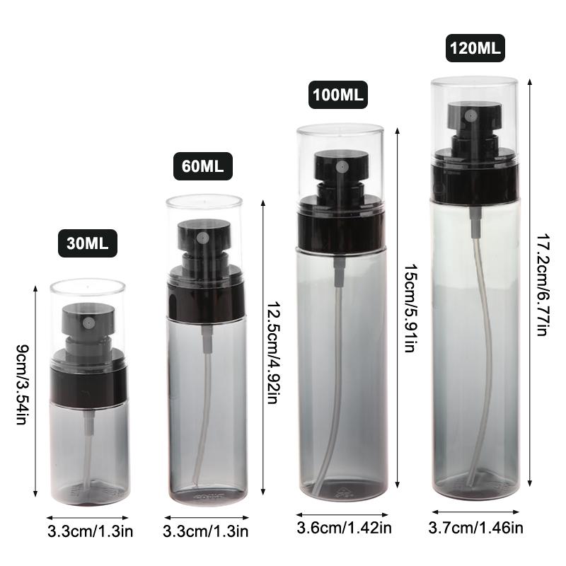 30/60/100/120ml Butelka z rozpylaczem Podróżny dozownik Pusta Przezroczysta/Czarna Makijaż Alkohol Bardzo drobna mgiełka Nawilżanie twarzy Przenośny