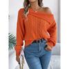 Autumn and Winter Women's Casual Sexy Lapel Strapless Twist Long Sleeve Pullover Sweater