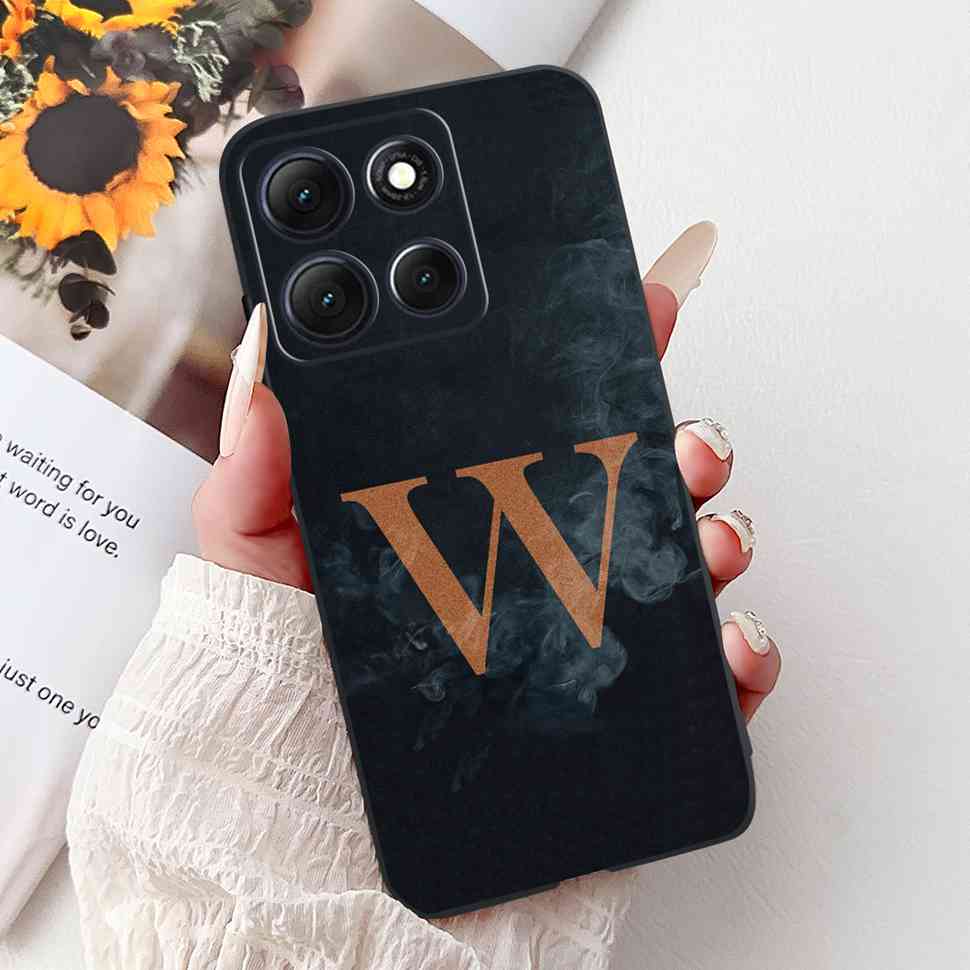 Hot For Motorola Moto G86 5G Case Crown Letters A-Z Soft Silicone Black TPU Cover For MOTO G86 XT2527-2 6.67" Protective Shell