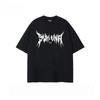 Vintage Chinese Ink Broken Dagger Vertical Text Print Tshirt Unisex Black Cotton Loose Oneck Casual Short Sleeve Graphic Tee