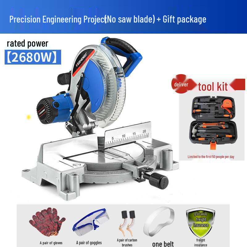 10-12 inch High-Density Aluminum Alloy Miter Saw, 45-Degree Multi-functional Cutting for Wood and Aluminum Materials.