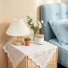 Yousheng Floral Lace Tablecloth, Square White Lace Doily, Vintage Scalloped Table Cover for Nightstand Coffee Table Tea Party Home Decor