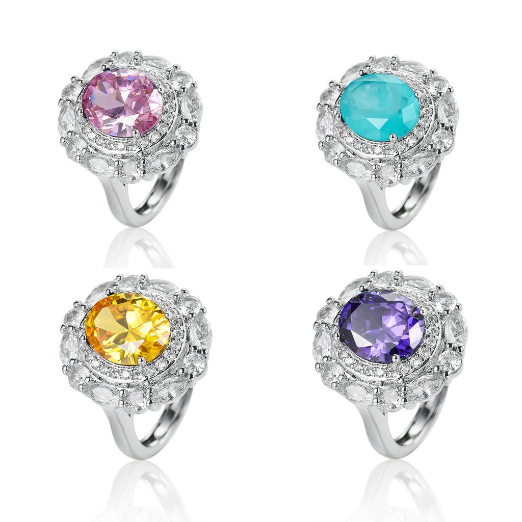 Hot European and American Style Temperament, Luxury Colored Treasure Ring, High-end Exaggerated Party Atmosphere, Ring Finger Ring