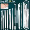 10-Piece Stainless Steel Pedicure Set: Dead Skin Fork, Double-headed Nail Cleaner, Foot Planer, Scraper, Ear Pick