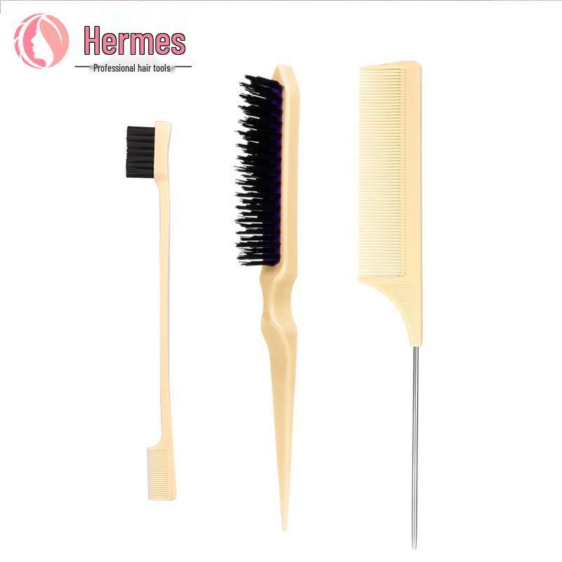 Cross-Border Hairdressing Comb and Brush Set: Rat-Tail, Teasing, Double-Ended, Styling, Toothbrush Eyebrow Brush for Makeup and Updos