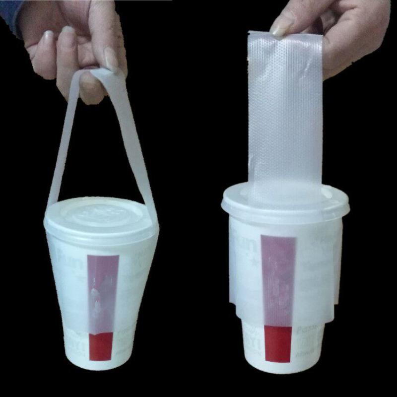 100 Pcs T-Shaped Bayonet Plastic Bags Disposable Clear Single Cup Packaging Bag For Milk Tea Coffee Beverage Party Supplies