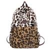 Schoolbag autumn and winter large-capacity plush backpack women's 1011 new retro leopard print versatile student schoolbag simple handbag