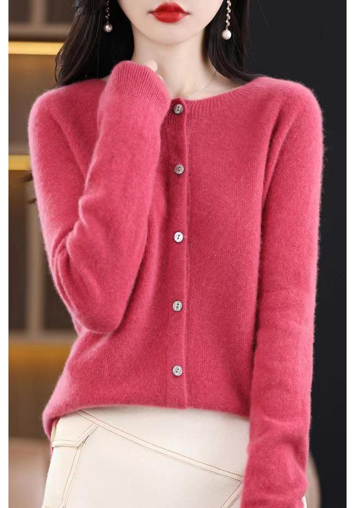 Women's Plus Size Wool Cashmere Cardigan - Cozy Autumn/Winter Knitwear Sweater