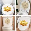 Golden Lotus Toilet Sticker Zen-Style Lotus Decoration Self-Adhesive Removable Aesthetic Bathroom Decal Wall Sticker Home Decor