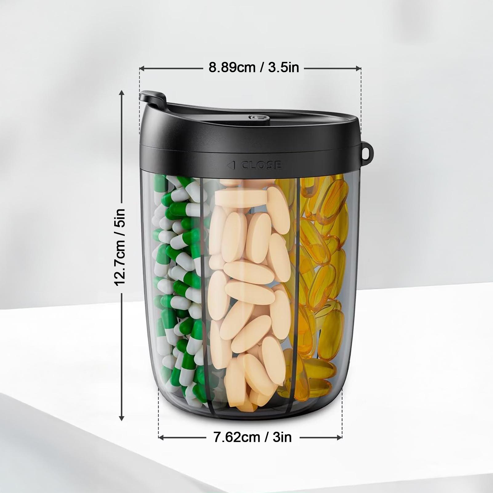 

Large Anti-Mix Pill Organizer Box Wide Mouth Easy Access Medicine Storage Container with Compartments for Daily Vitamins Box чёрный