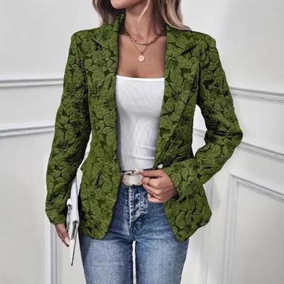 Giacca Blazer da Donna con Stampa Floreale Casual Vestibilità Larga Monopetto Revers a Tacca