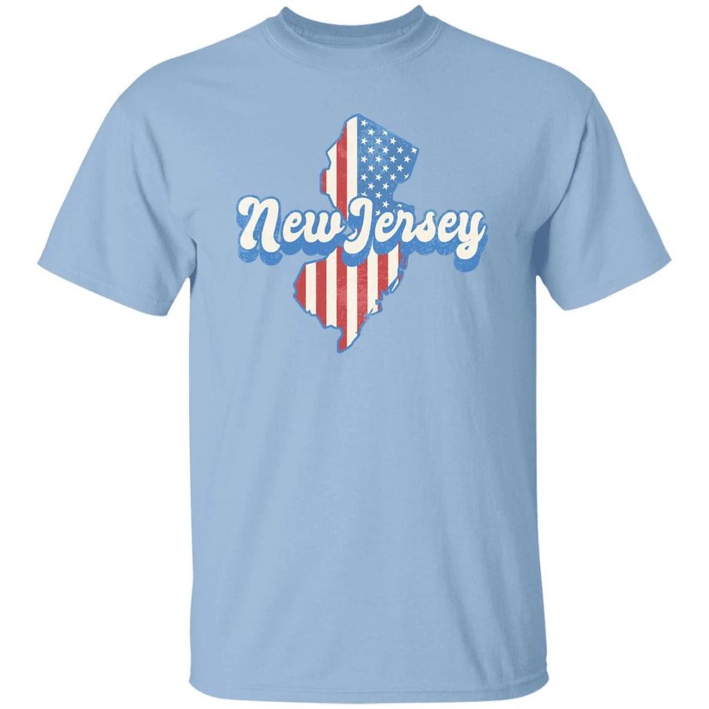New Jersey US flag Unisex T-Shirt American patriotic NJ state tee White Ash Blue
