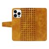 For iPhone 14 Pro Max Leather Case Wallet Stand Grids Imprinted Phone Cover with Strap