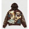 3D Printed Starry Eye Oversized Zip Hoodie Streetwear Unisex Women