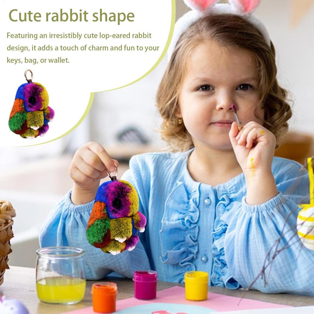 Bunny Keychain Purse Pendant Multicolor Plushies Bunny Keychain With Tin Rabbit Cute Keychain Creative Keyring Easter gift