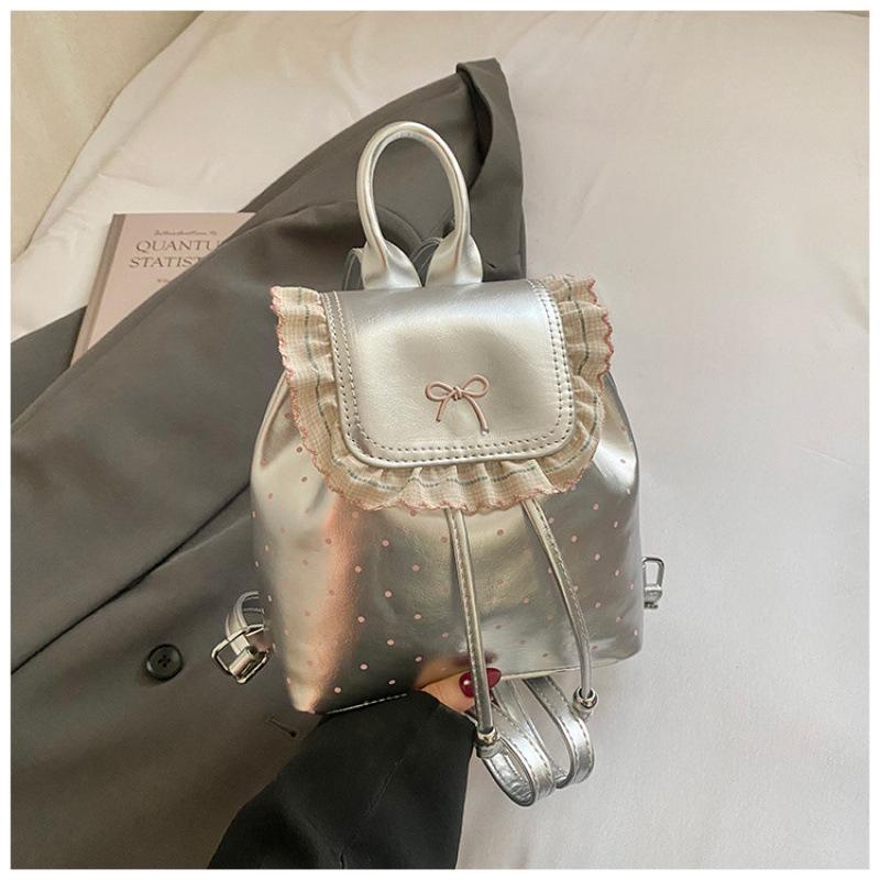 Schoolbag Spring 1011 Korean Sweet Lace Flower Backpack Women's New Fashion Versatile Polka Dot School Bag Personality