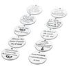Louleur 10 Styles Stainless Steel Rhodium Pendants Stamping Tag Round Letter Charm Pendant for DIY Necklace Bangle Makings