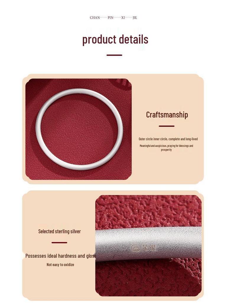 Sterling Silber 999 Damenarmreif: Alte Methode, Solider Kreis, Studentenversion, Weihnachtsgeschenk.