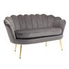 2-Seater Small Sofa In Velvet Effect Fabric with Armrests, Modern Sofa with Padded Seat for Bedroom and Living Room, 133x63x75cm, Grey