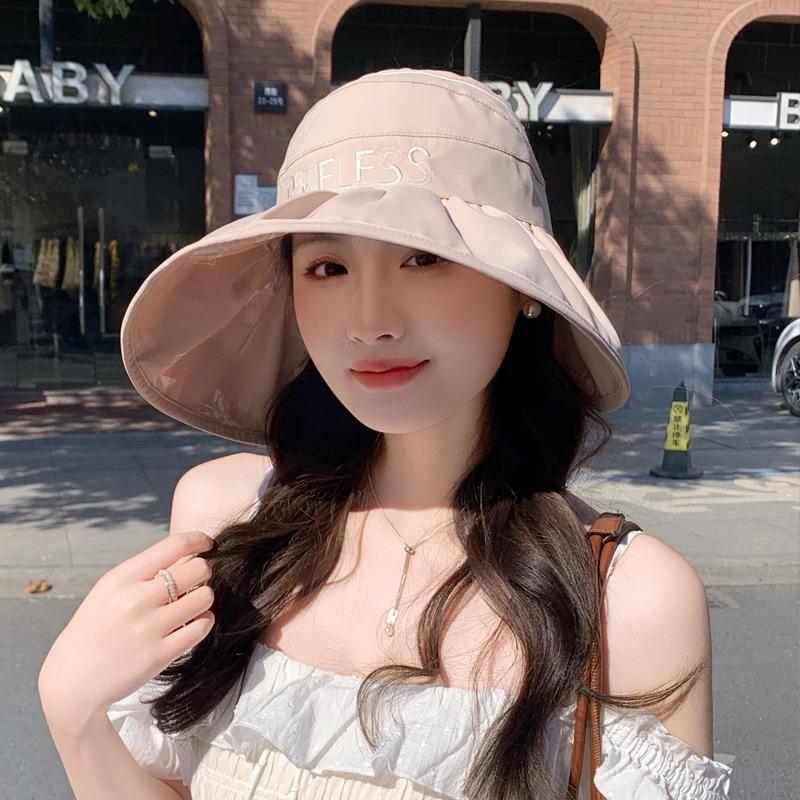 Hat women's summer sunscreen empty top sun hat new double-sided with large edge bucket hat adjustable casual versatile tide