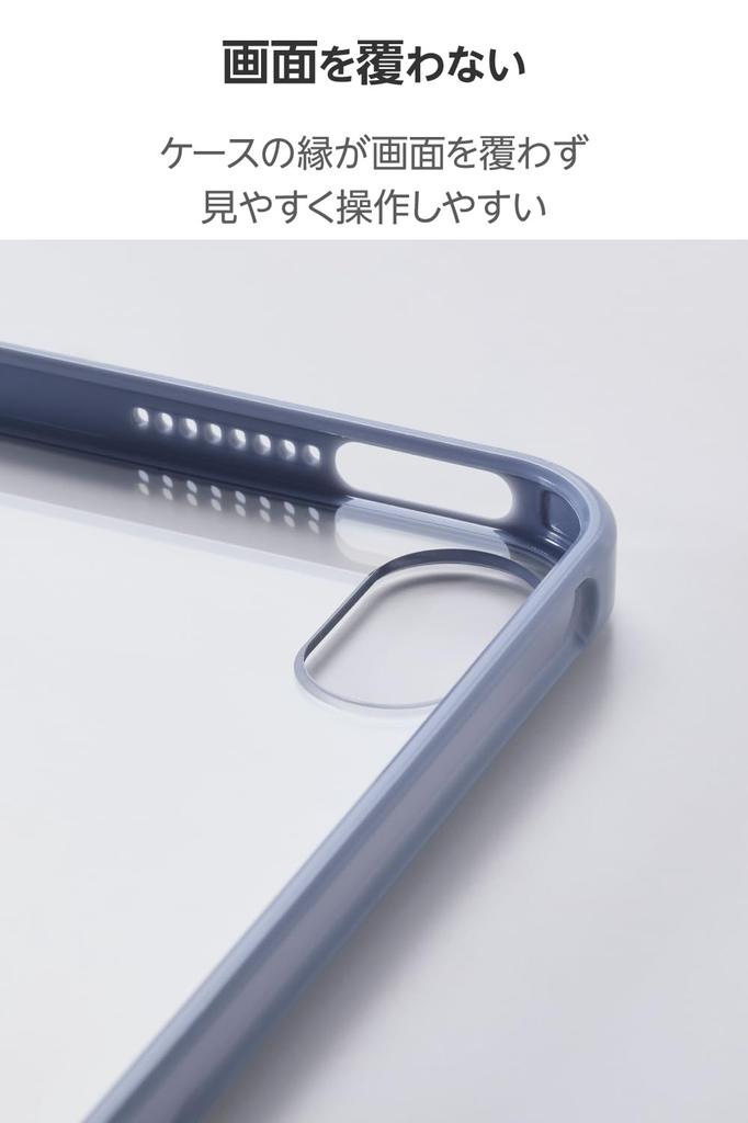 Elecom IPad Mini Pro Case Clear Polycarbonate Back with TPU Lightweight (A17 2024) (6th Generation) Cover, Sides, Blue-Gray, TB-A25STSLOBG