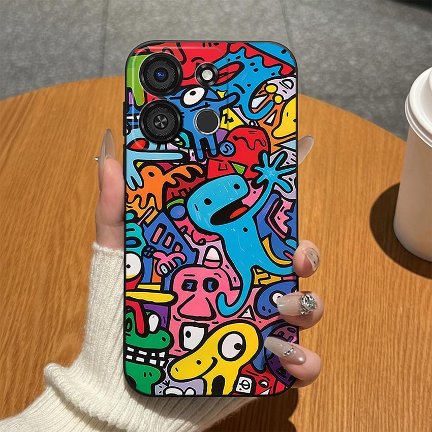 For Itel A05S A04 A60S A16 A33 Plus A56 A23 A58 A25 Pro A49 A35 A18 Phone Case Colorful Graffiti Matte Silicone Cover For Itel Anti Fingerprint Bumper