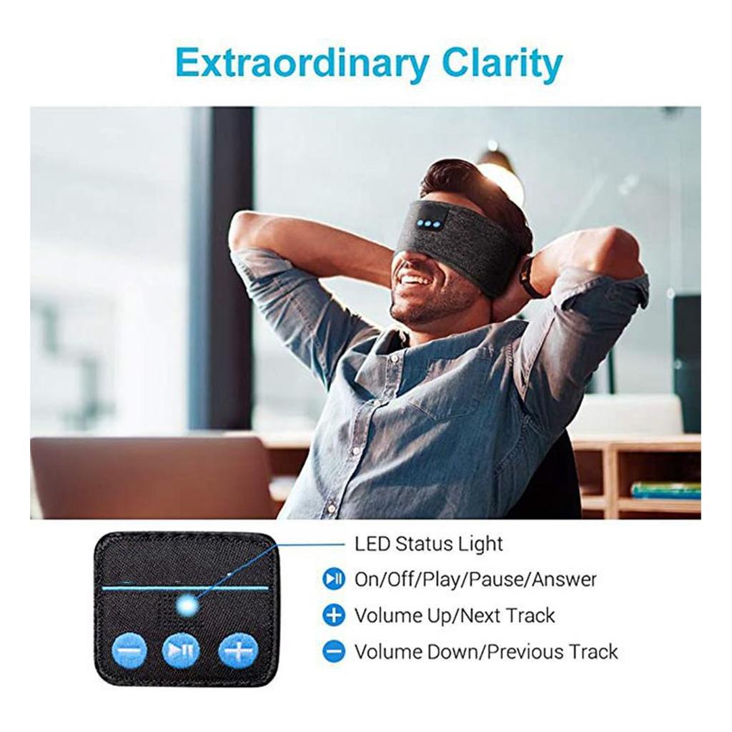 Bluetooth Headband Headphone Gray Wireless Sleep Music Eye Mask Outdoor Sports Running Riding Headband Earphone